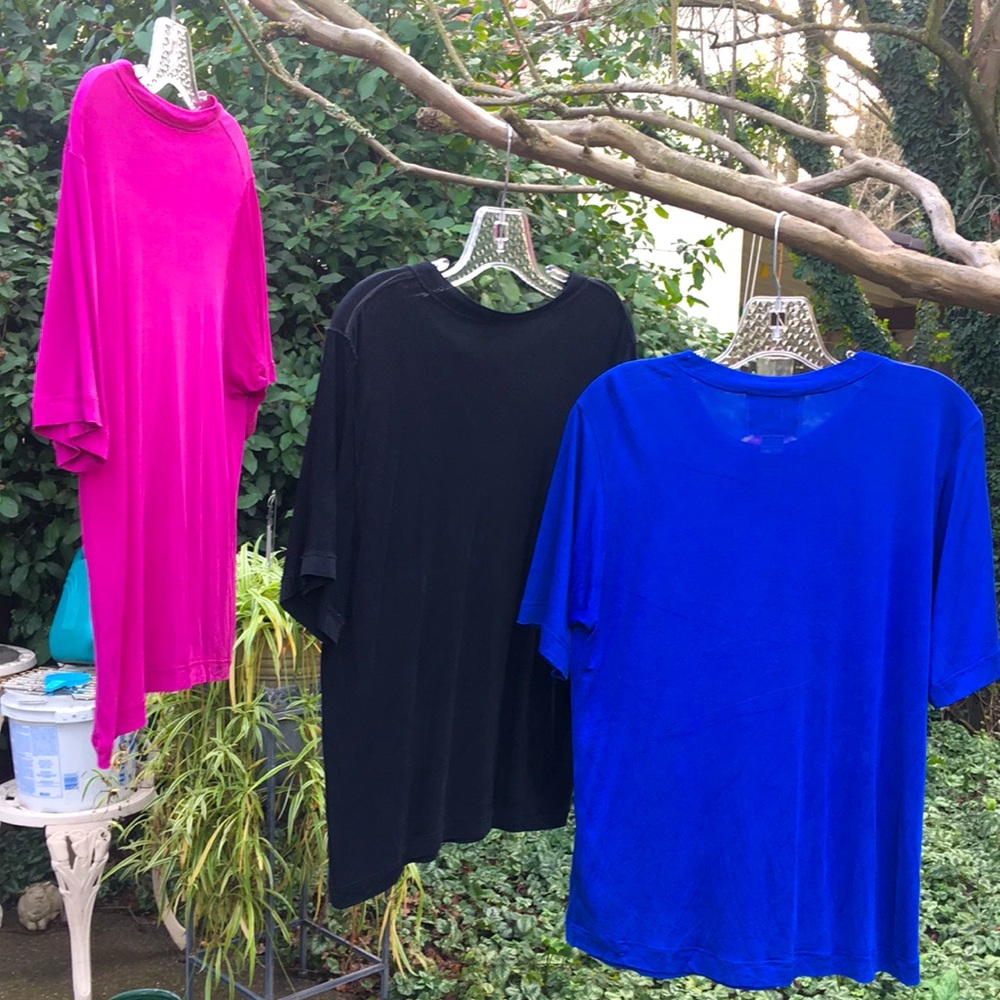 Set/3 SILK Tees - Hot Pink, Black, Royal Blue - Picture 7 of 7